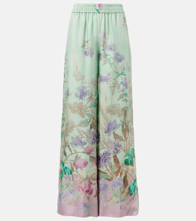 La Doublej Floral Silk Palazzo Pants In Heath Placée