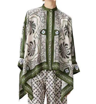 La Doublej Floral Silk Shirt In Mirage Placée Green
