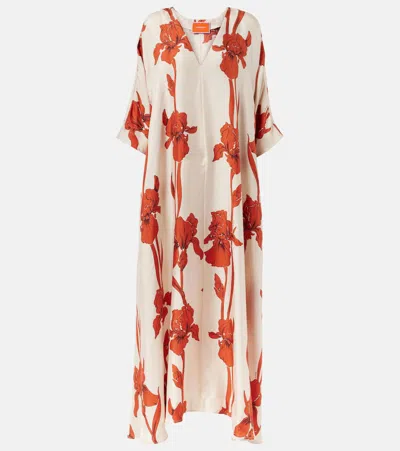 LA DOUBLEJ FLORAL SILK TWILL MAXI DRESS