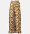 La Doublej La Double J Printed Silk-twill Pyjama Trousers In Brown