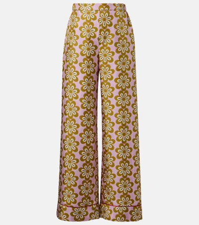LA DOUBLEJ FLORAL SILK TWILL PIJAMA PANTS