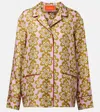 La Doublej Floral Silk Twill Pijama Shirt In Multi