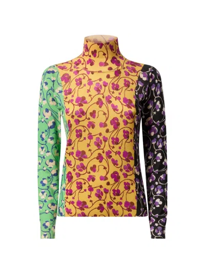 La Doublej Floral Turtle-neck Blouse In Multi