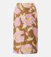La Doublej Printed Wool-blend Cady Midi Skirt In Multicoloured