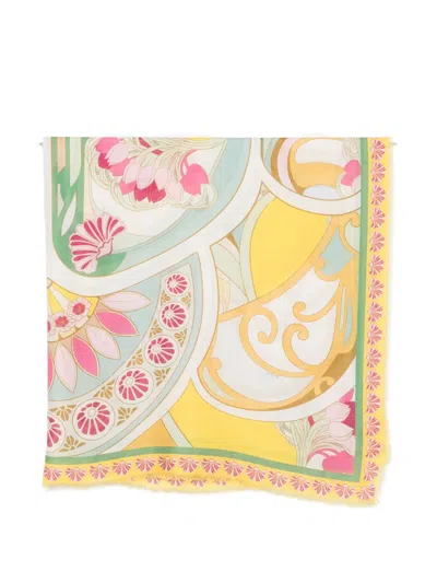 LA DOUBLEJ FLORAL-PRINT GRAPHIC-PATTERN SCARF