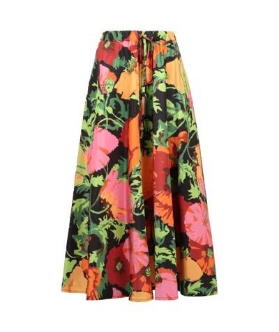 La Doublej Floral-print Midi Skirt In Multi