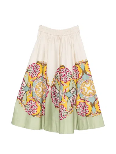 La Doublej Floral-print Midi Skirt In Neutral