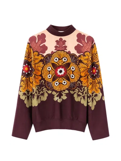 La Doublej Floral-print Mock-neck Sweatshirt In Multi