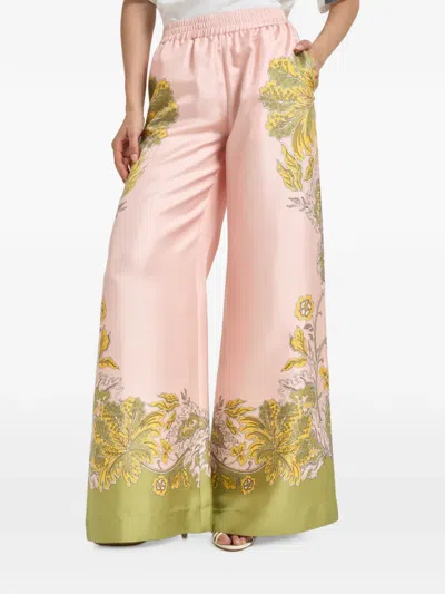 La Doublej Floral-print Palazzo Pants In Pink