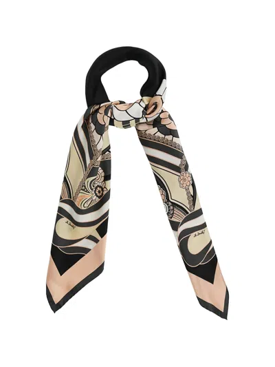 La Doublej Floral-print Silk Scarf In Black