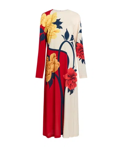 La Doublej Floral-print Stretch-crepe Midi Dress In Multi