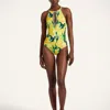 La Doublej Floral-print Halter Swimsuit