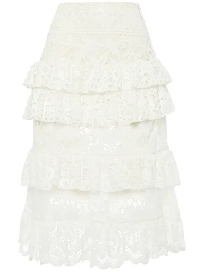 La Doublej Footloose Lace Skirt In White