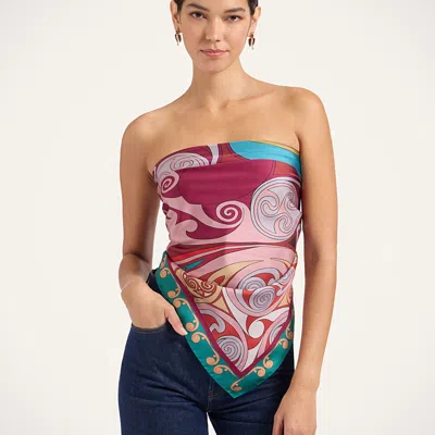 La Doublej Foulard 90 In Alchemy Placée Dark Red