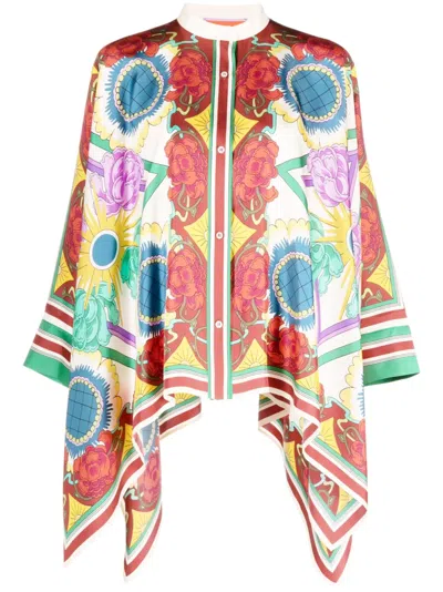 La Doublej La Double J Foulard Printed Silk Shirt In Foulard Liberty Piazzato