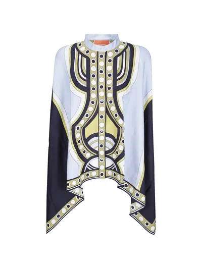 La Doublej Foulard Geometric-print Shirt In Blue