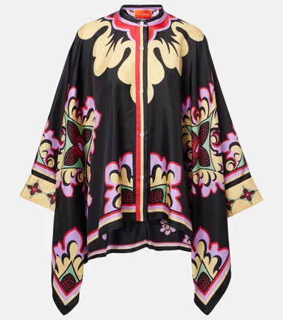 La Doublej Foulard Printed Silk Blouse In Black
