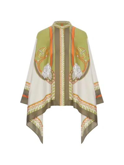 La Doublej Foulard Printed Silk Shirt In Green