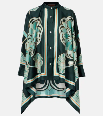 La Doublej Foulard Printed Silk Twill Shirt In Metallic