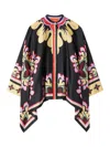 La Doublej Floral Print Cape In Black