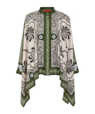 La Doublej Green Shirt With All-over Graphic Print