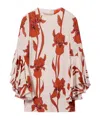 La Doublej Iris Friday Floral Flutter-sleeve Mini Dress