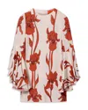 La Doublej Iris Friday Floral Flutter-sleeve Mini Dress In Iris