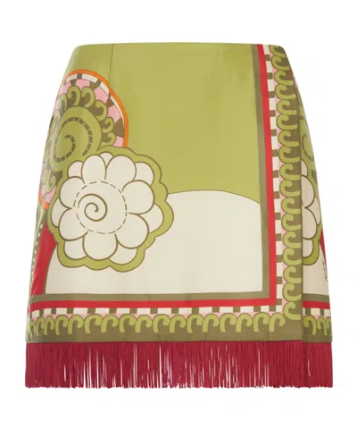 La Doublej Fringe Skirt In Green