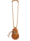 La Doublej Fringed Embellished Cross Body Bag In Brown