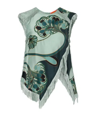 La Doublej Fringed Floral Top In Multi