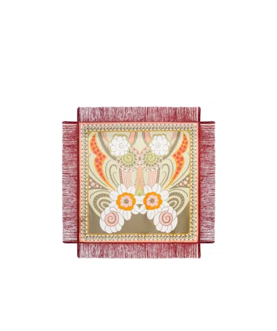 La Doublej Fringed Floral-pattern Scarf In Pink
