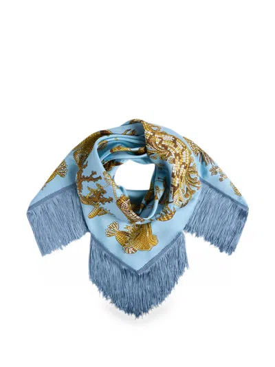 La Doublej Fringe-trimmed Scarf In Blue