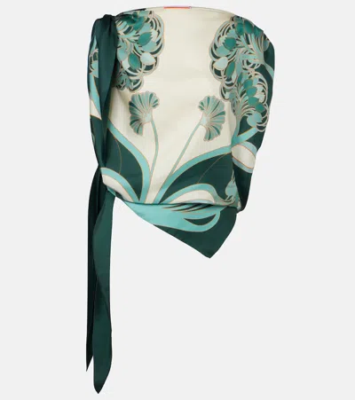 La Doublej Full-on Foulard Silk Top Blooming Tulip Placee In Multi