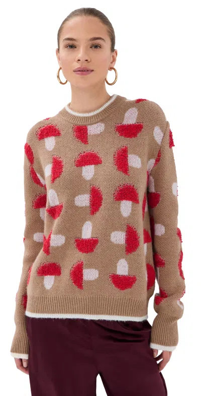 La Doublej Fun Guy Sweater Camel In Multi