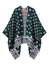 La Doublej Geometric-pattern Cape In Green