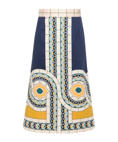 La Doublej Geometric Pattern Medium-length Skirt In Multi