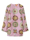 La Doublej Supremes Swing Silk Twill Minidress In Pink