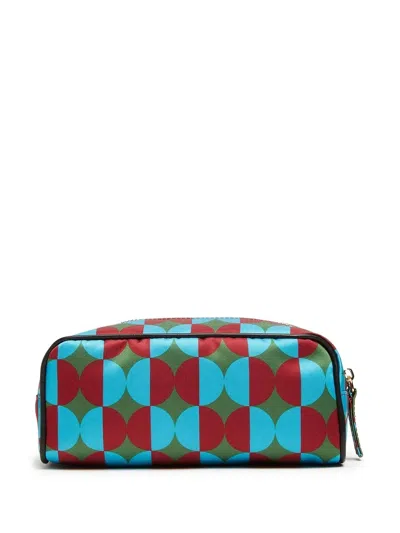 La Doublej Geometric Print Make Up Bag In Mezzaluna Green