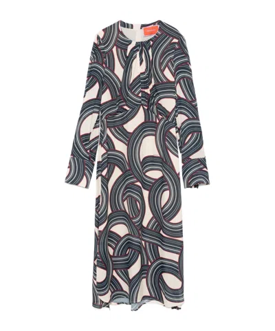 La Doublej Geometric-print Midi Dress In Black