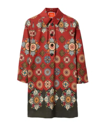 La Doublej Geometric-print Mini Day Dress In Red