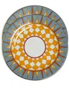 La Doublej Geometric-print Porcelain Dessert Plate (set Of Two) In Grey
