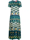 La Doublej Geometric-pattern Cotton Dress In Green