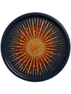 La Doublej Geometric-print Wood Tray (39cm) In Blue