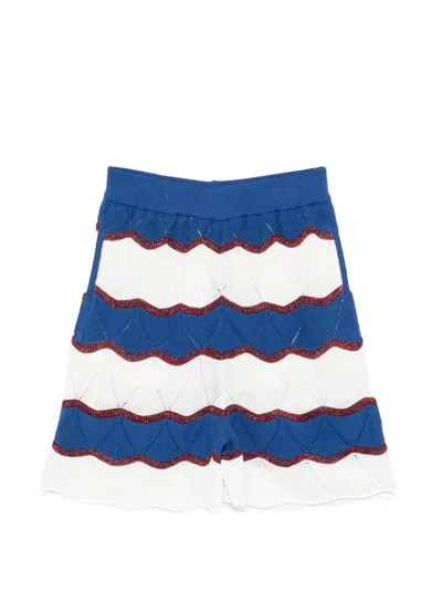 La Doublej Gestreifte Shorts In Colour-block-optik In Blue
