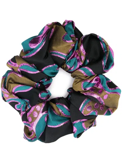 La Doublej Giga Abstract-pattern Scrunchie In Green