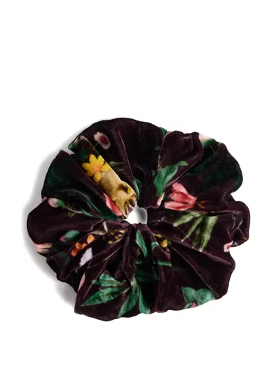 La Doublej Giga Floral-print Scrunchie In Purple