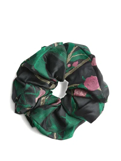 La Doublej Giga Jacquard-pattern Scrunchie In Green