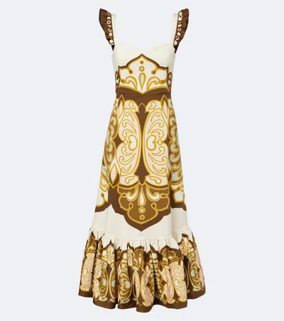 La Doublej Gingerbread Cotton-blend Midi Dress In Multi