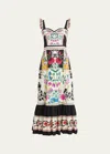 La Doublej Floral Gingerbread Midi Dress In Plaza Placée Ivory