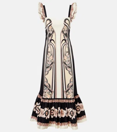 La Doublej Gingerbread Printed Cotton-blend Midi Dress In Black